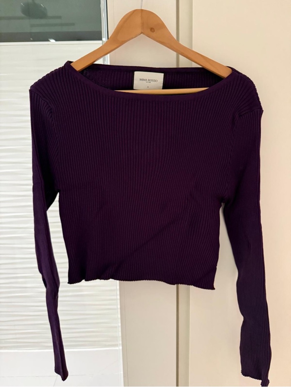 Ribbed Long-Sleeve Top in Deep Purple